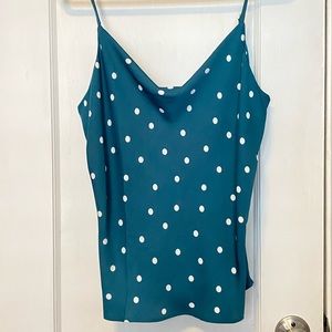 Loft large teal polka dot camisole tank top